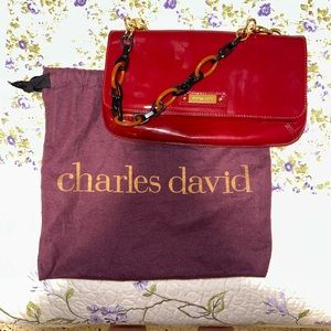 CHARLES DAVID Patent Chain Shoulder Bag